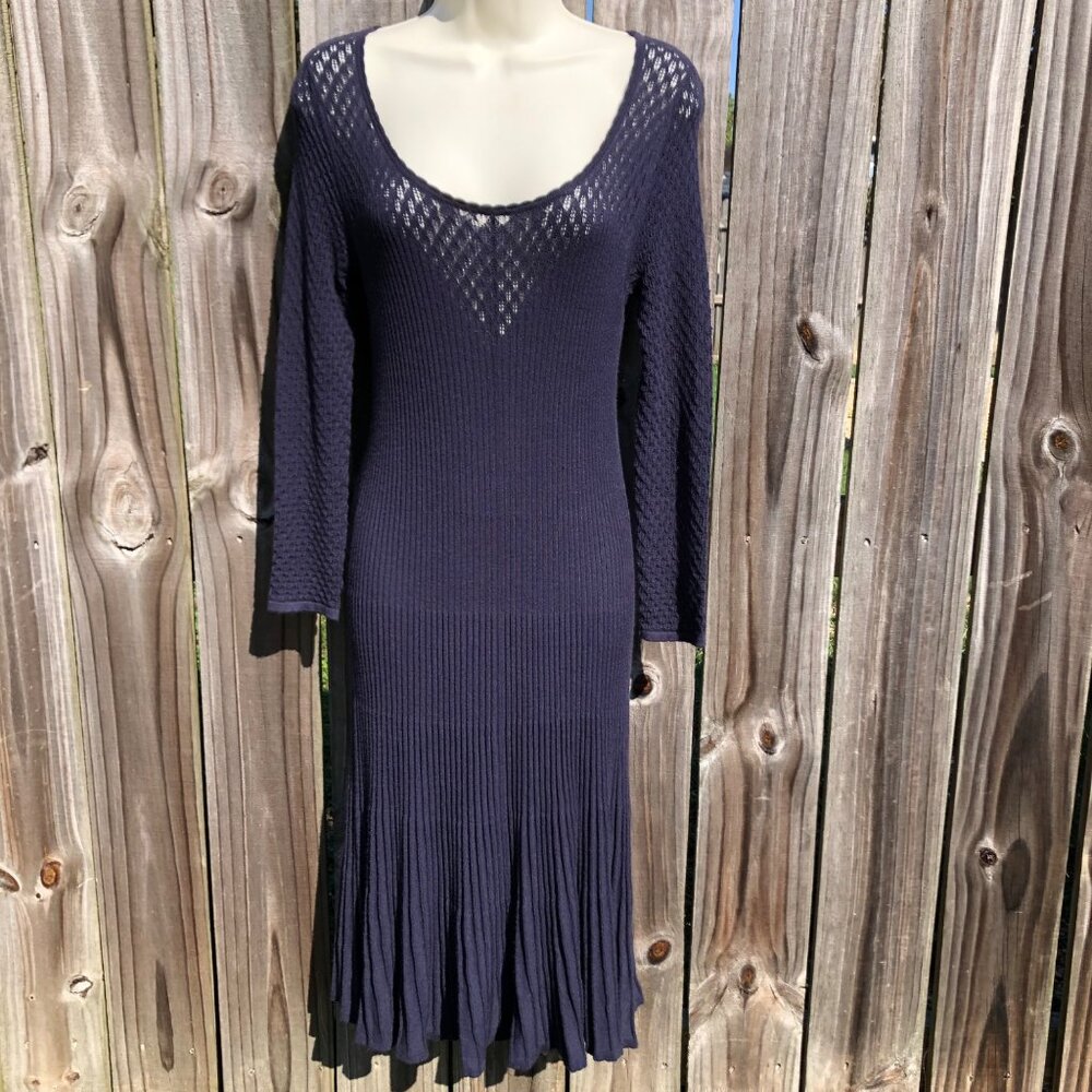 Rebecca Taylor Small Sweater Dress Ribbed Sweetheart La Vie Dia Long Sleeve Midi